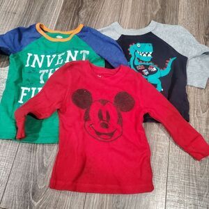 Boys Long Sleeve Tops Size 18M Kids Long Tee With Graphic Designs 3 Pieces